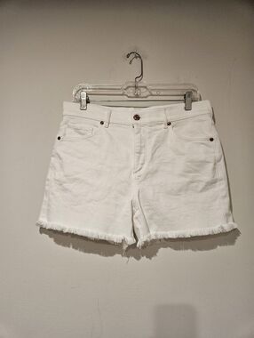 Loft White Women's Denim Cutoff Shorts - Classic Frayed Hem, Size 6